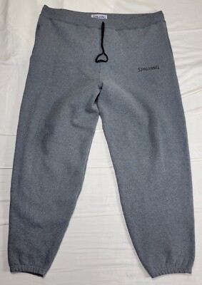 Spalding Athletic Apparel Sweat Pants Men's Size XL Gray Drawstring Logo Design