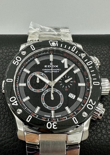 Pre-owned Edox Brand  Chronoffshore-1 Chronograph Swiss Quartz Black Dial 500m 45mm