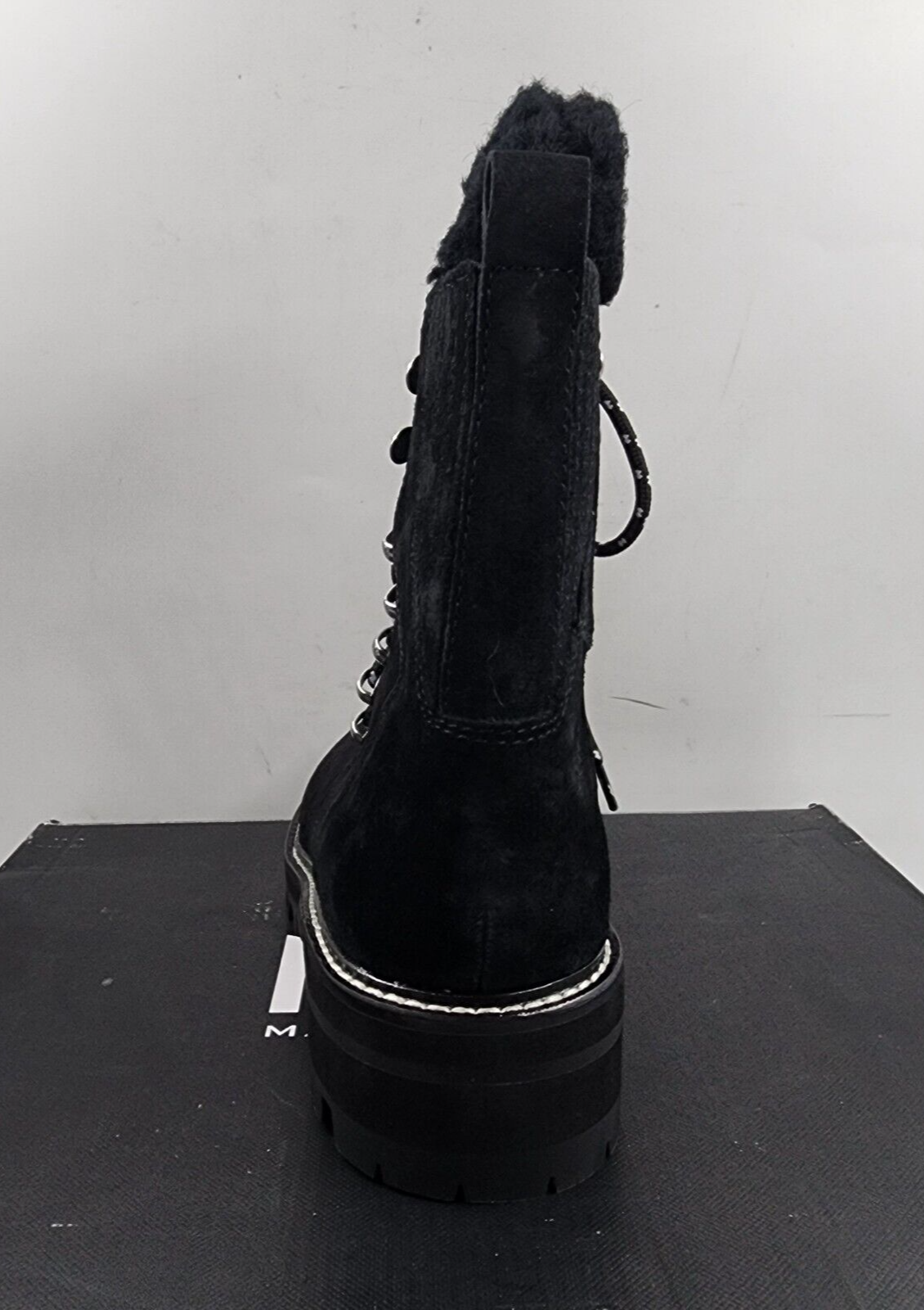 Marc Fisher Izzie Genuine Shearling Lug Sole Boot Women's 7M Black Lace Up Style - Picture 7 of 15