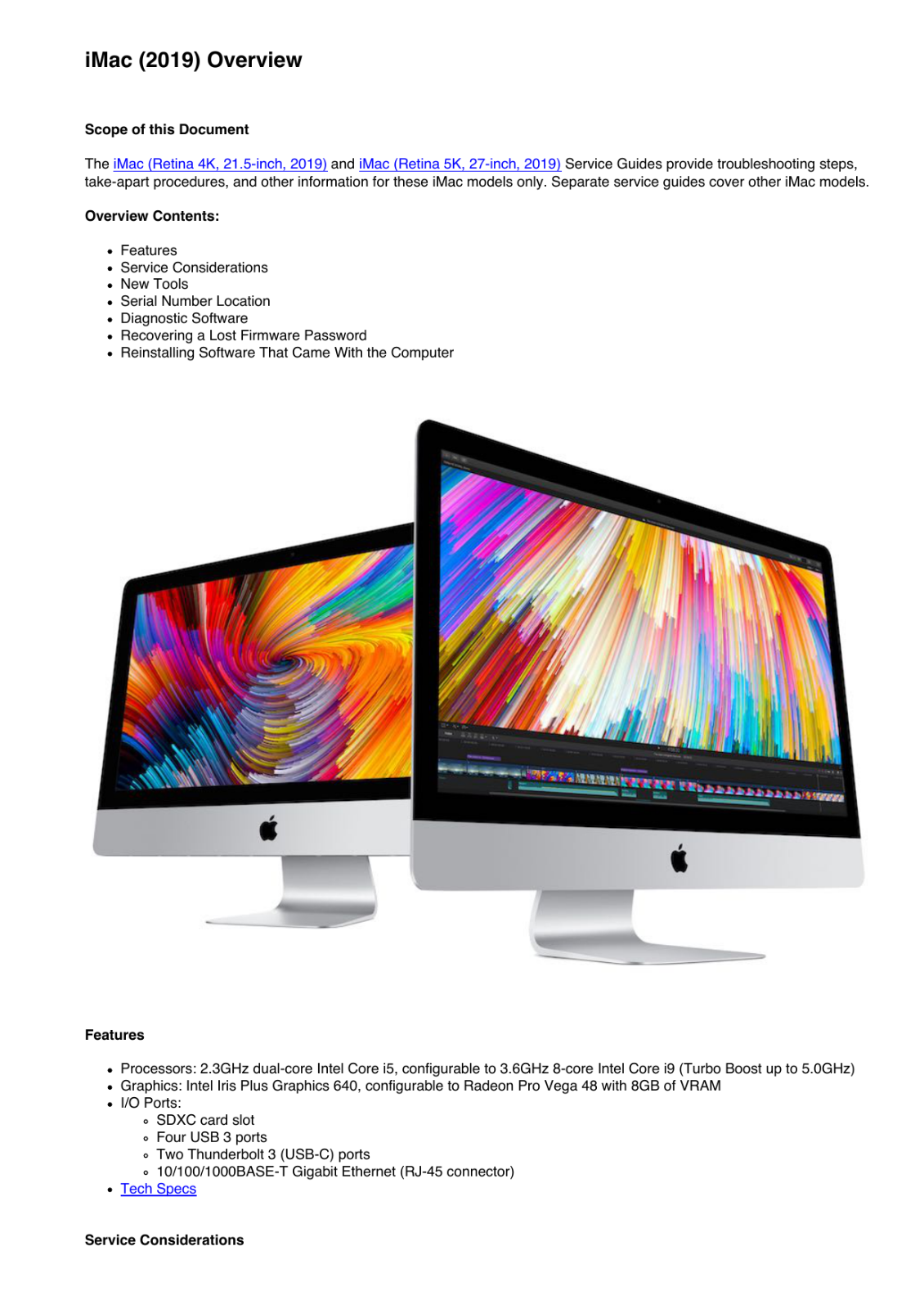 Apple iMac Retina 4K 21.5-inch, 5K 27-inch 2019 Technician Guide Service  Manual