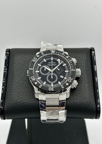 Pre-owned Edox Brand  Chronoffshore-1 Chronograph Swiss Quartz Black Dial 500m 45mm
