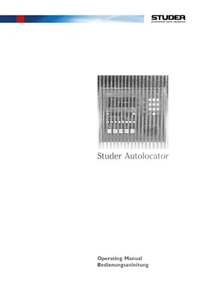 Operating Instructions For Studer A 812, A 820, A 827 Autoloca