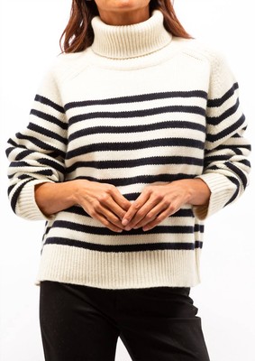 Pre-owned Nili Lotan Gideon Sweater In Ivory/dark Navy Stripe - Size M In White