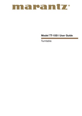User Manual-Operating Instructions for Marantz TT-15 S1