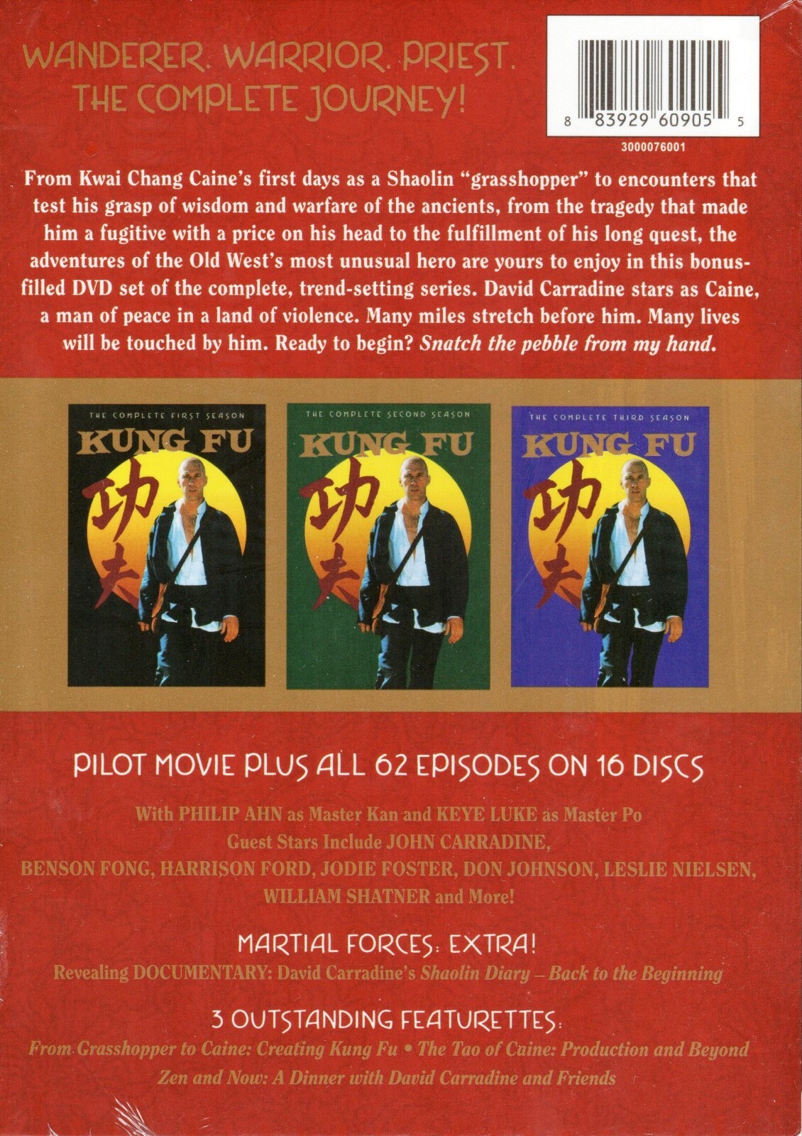 Kung Fu: The Complete Series Collection (DVD, 16 Disc Box Set) Seasons 1, 2 & 3