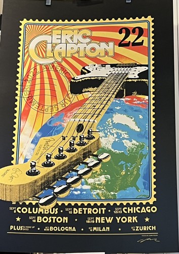 ERIC CLAPTON POSTER AMERICA TOUR 2022 SIGNED ADAM POBIAK