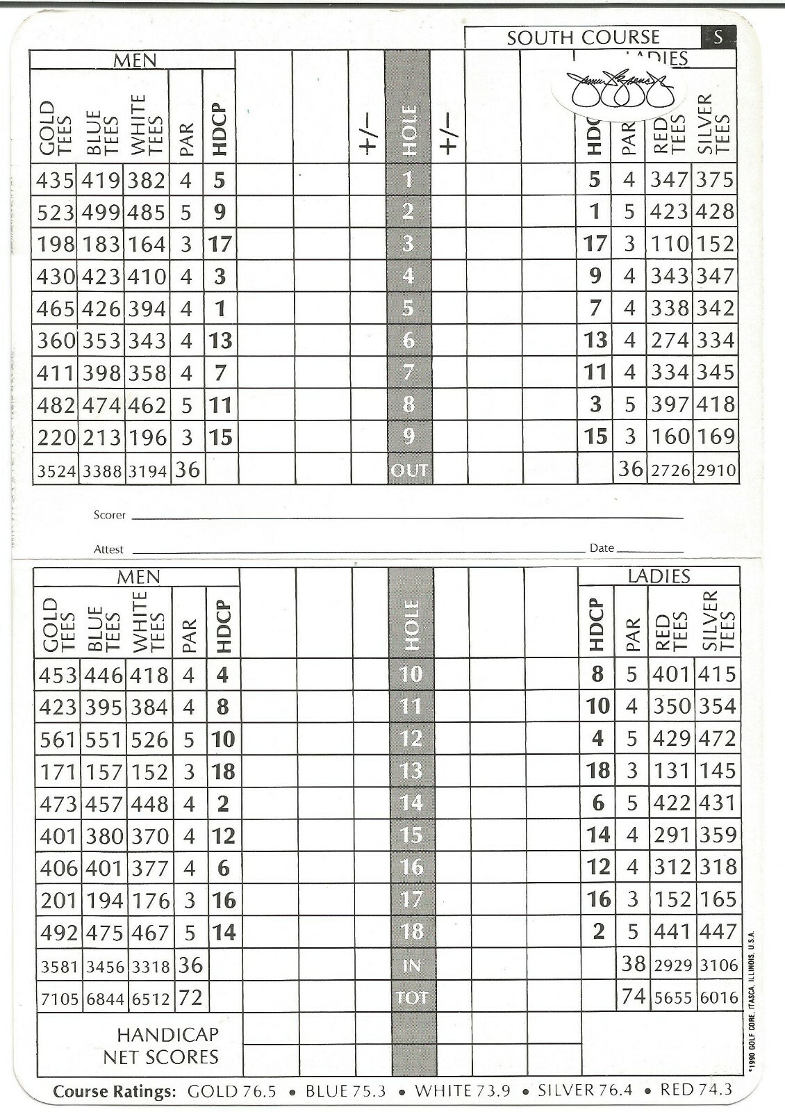 Steve Jones Signed Oakland Hills CC Scorecard - JSA Sticker of Authenticity