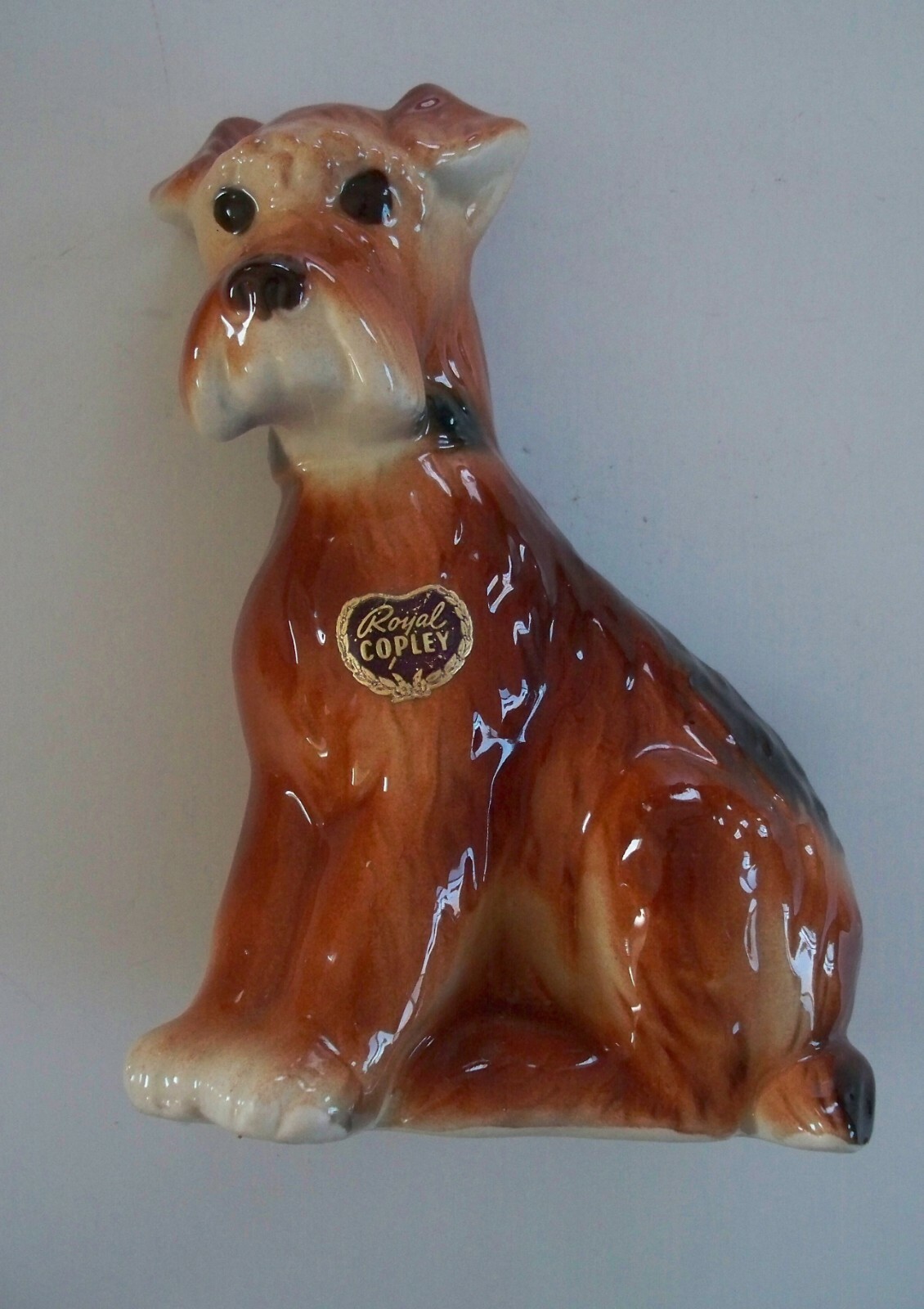 Vintage Royal Copley Terrier Dog Figurine w/sticker Schnauzer? gorgeous