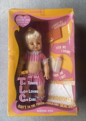 Horsman T.L.C.  Soft Skin  Doll 18  MIB UNUSED #190 Circa 1960 s Blue Eyes Wets