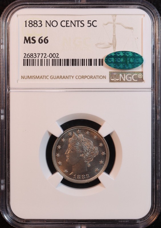 1883 "No Cents" Liberty V Nickel - NGC MS66 -