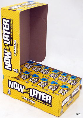 Now and Later Banana Candy Chews 6-piece 24 Count Box Chewy Bulk Taffy Candies