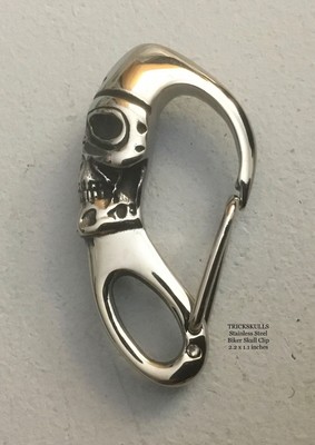 Skull Biker Clip Carabiner Keychain Wallet Chain Hook DIY Stainless Accessory