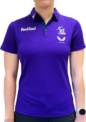Melbourne Storm Women s 10 CASTORE  Players Media Polo Navy  Shirt Jumper NRL