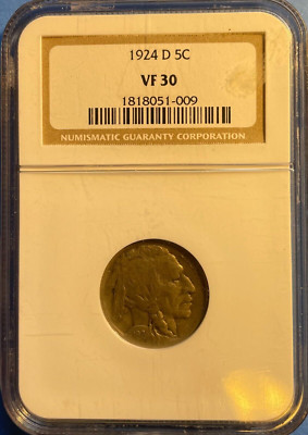 1924D NGC VF30 Buffalo Nickel--Certified--Semi-key Earlier Date--Below Bid !!