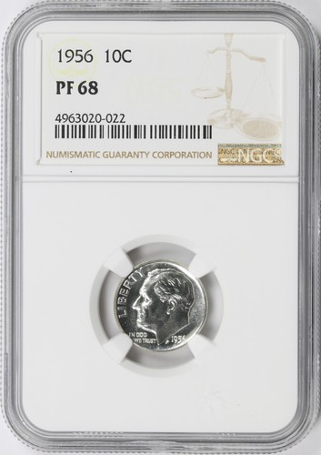 1956 Proof Roosevelt Dime 10c NGC PF68