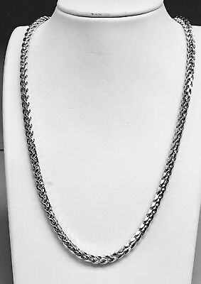 Pre-owned R C I 925 Sterling Silver Basket Rope Round Wheat Link Chain Necklace 22" 19.3grm In No Stone