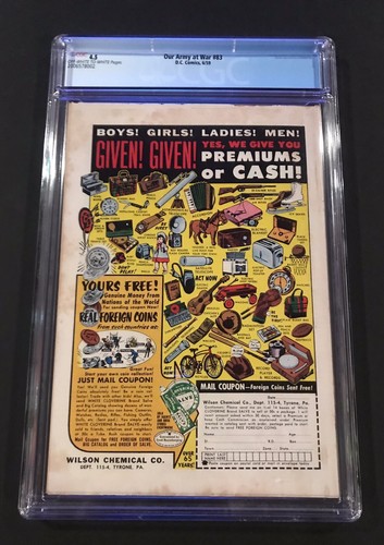 Our Army at War 83 CGC 4.5 UNIVERSAL BLUE LABEL - 1st Sgt. Rock - WAR!!!!!!! 81