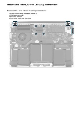 MacBook Pro Retina 13 inch Late 2013 Tech Service Guide to Repairing PDF file