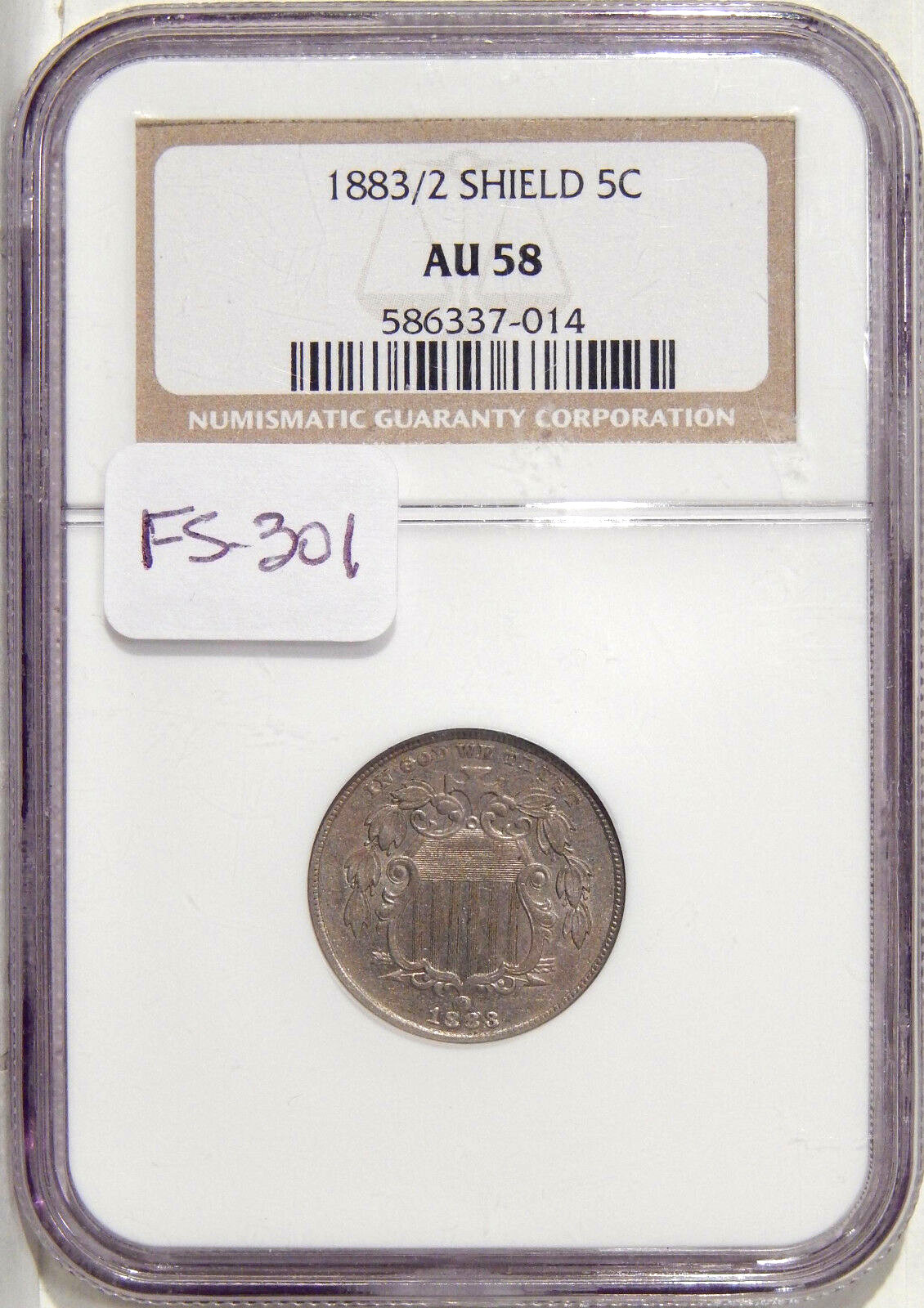 1883/2 5c PCGS & NGC 5 COIN OVERDATE VARIETY SET ~ FS-301, 302, 303, 304, 305