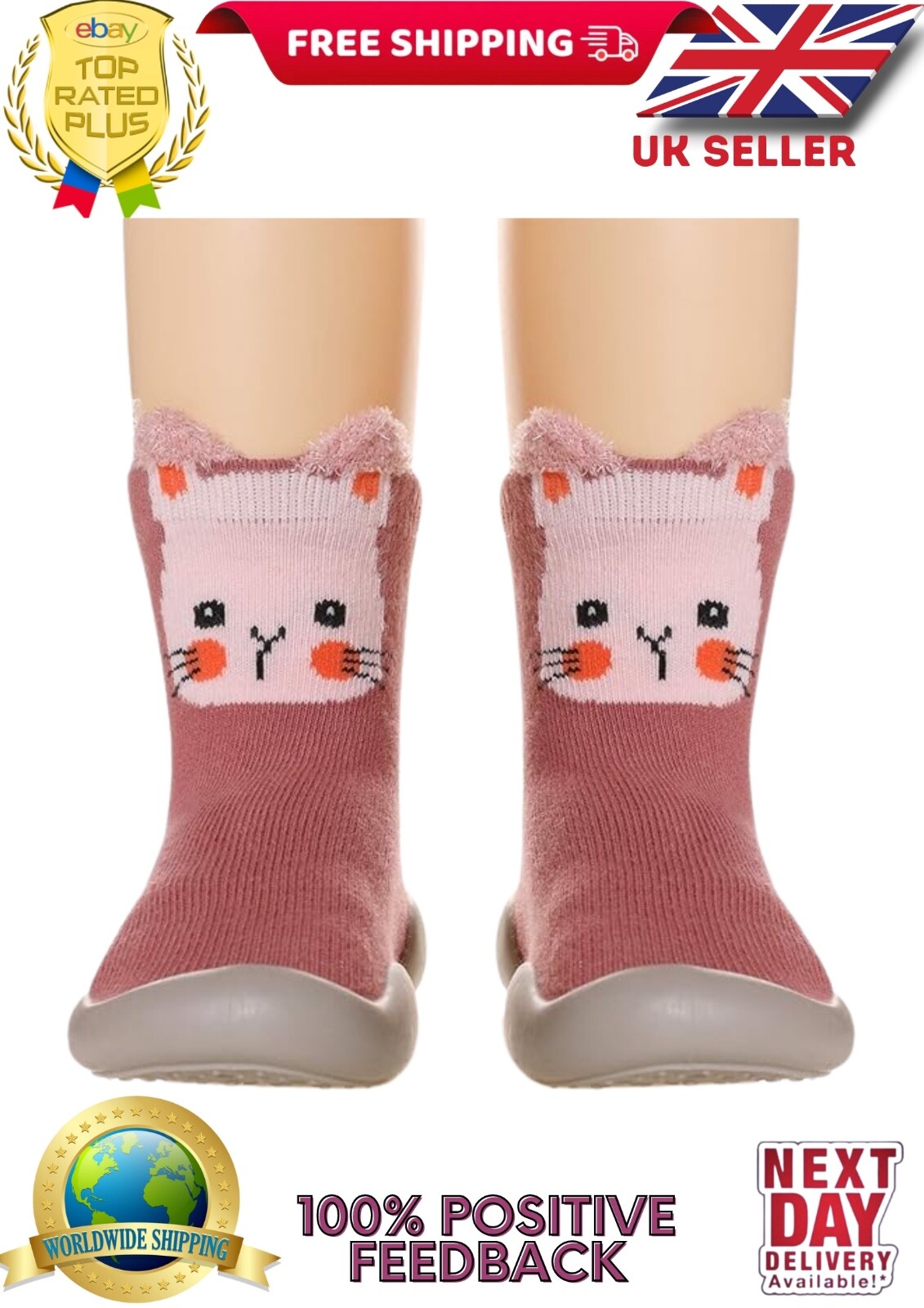Kids Baby Girl  Toddler Anti-slip Slippers Socks Cotton Shoes Winter Warm 18-24