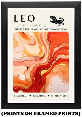 Zodiac Birth Star Sign Leo Astrology A5 A4 A3 Print / Framed Poster #622