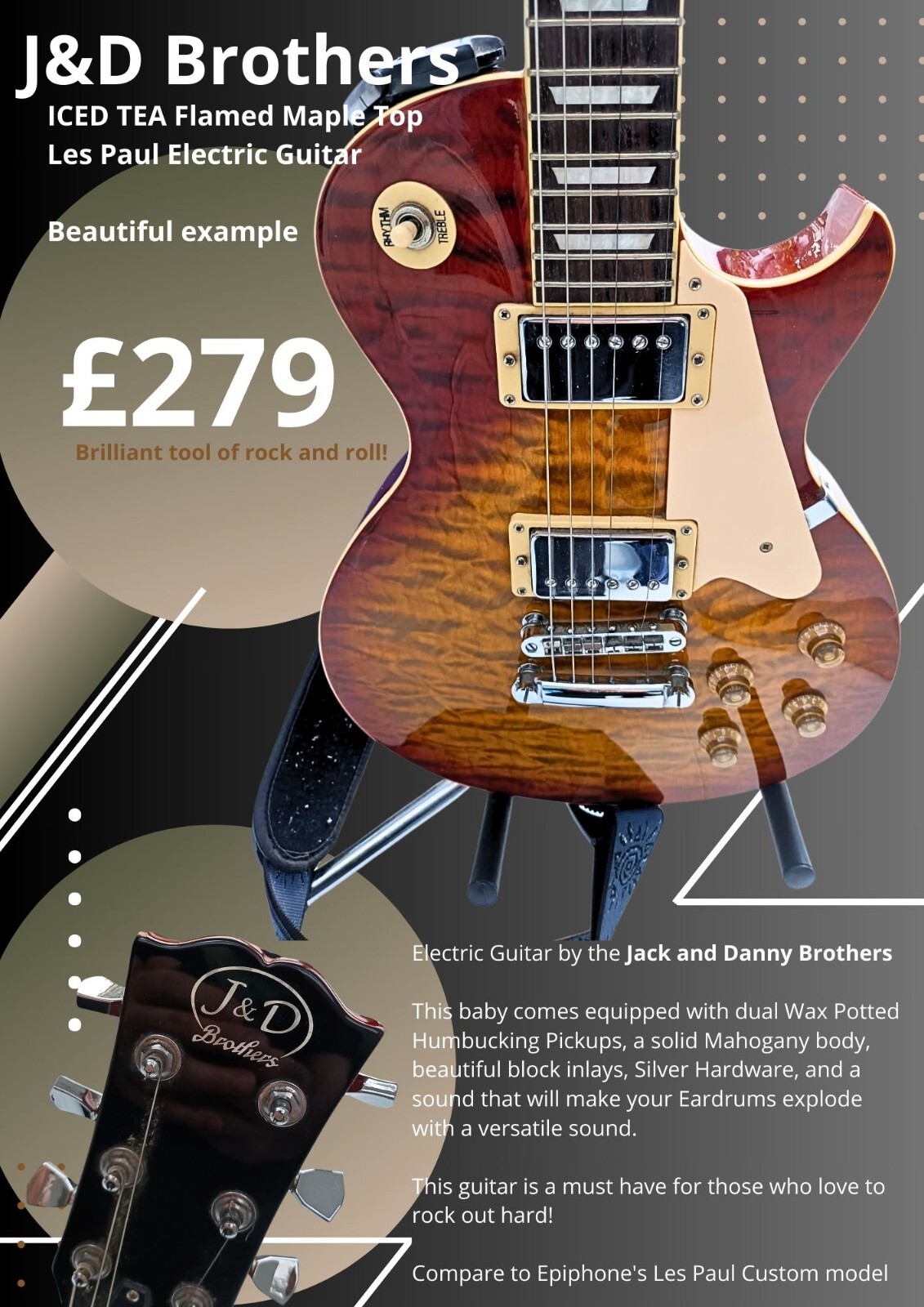 ❤️Epiphone ❤️特殊加工 JACKDANIEL'S レスポール ️Epiphone ️特殊加工 JACKDANIEL'S レスポール（Epiphone