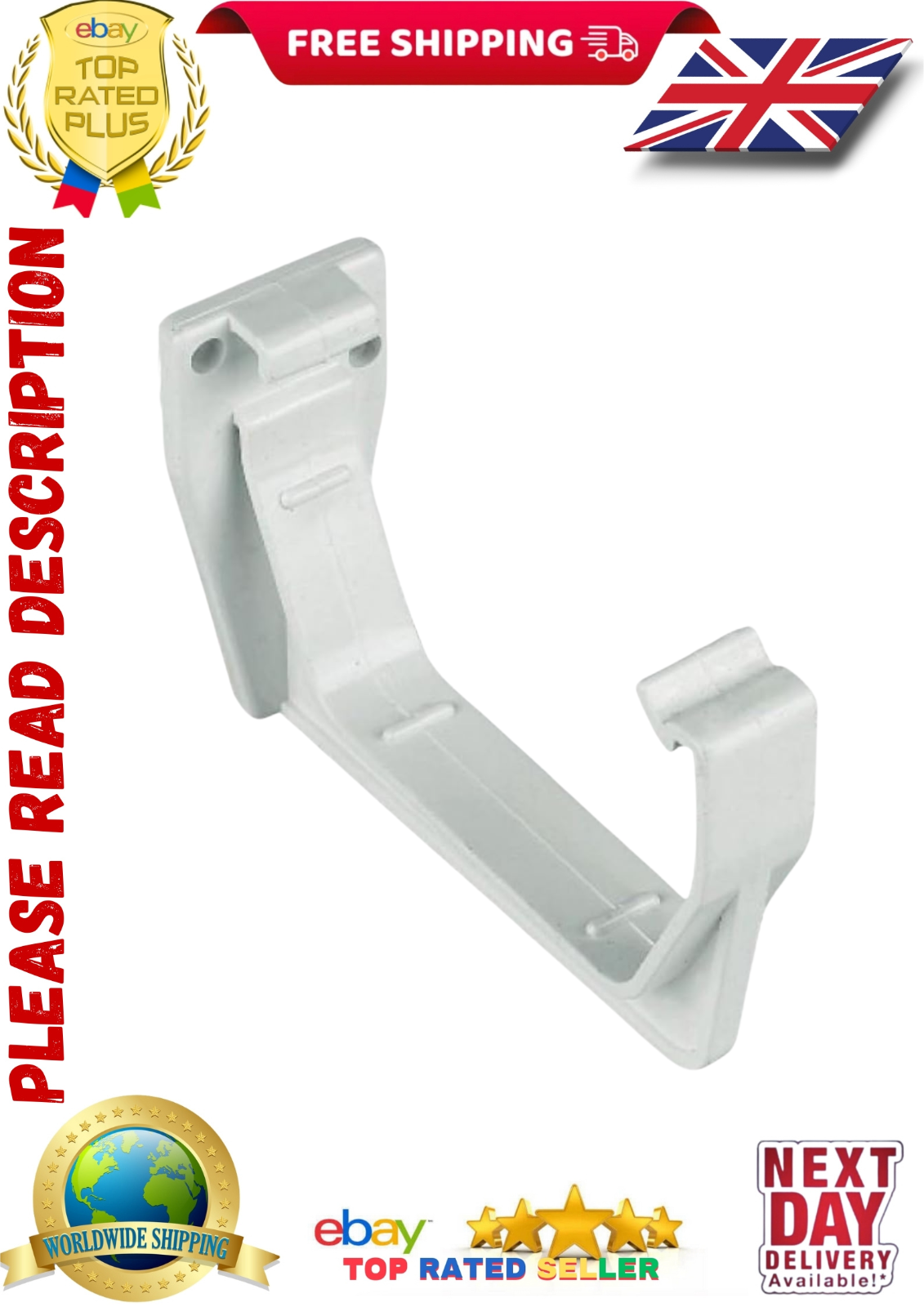 FLOPLAST 114mm Square Fascia Gutter Bracket - White - Bag of 20