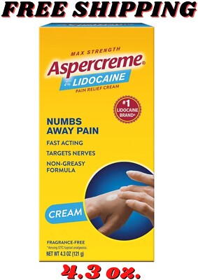 Aspercreme with Lidocaine Maximum Strength Pain Relief Cream 4.3 Oz