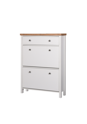 White 3 Tier Shoe Cabinet Hallway Storage Unit with Drawer Slim Organiser