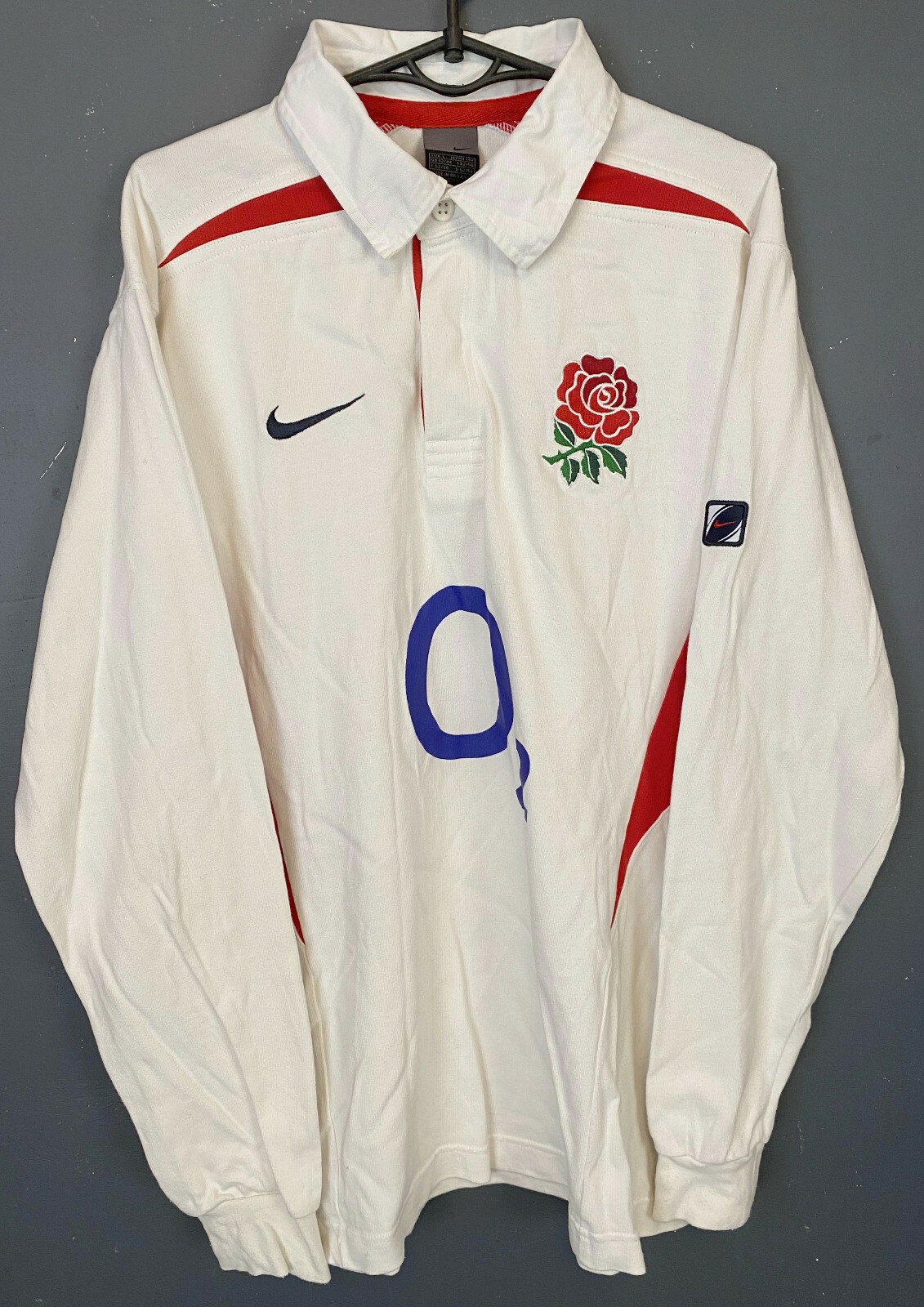 NIKE MEN'S RUGBY UNION ENGLAND 2003/2005 LONG SLEEVE HOME SHIRT JERSEY SIZE L