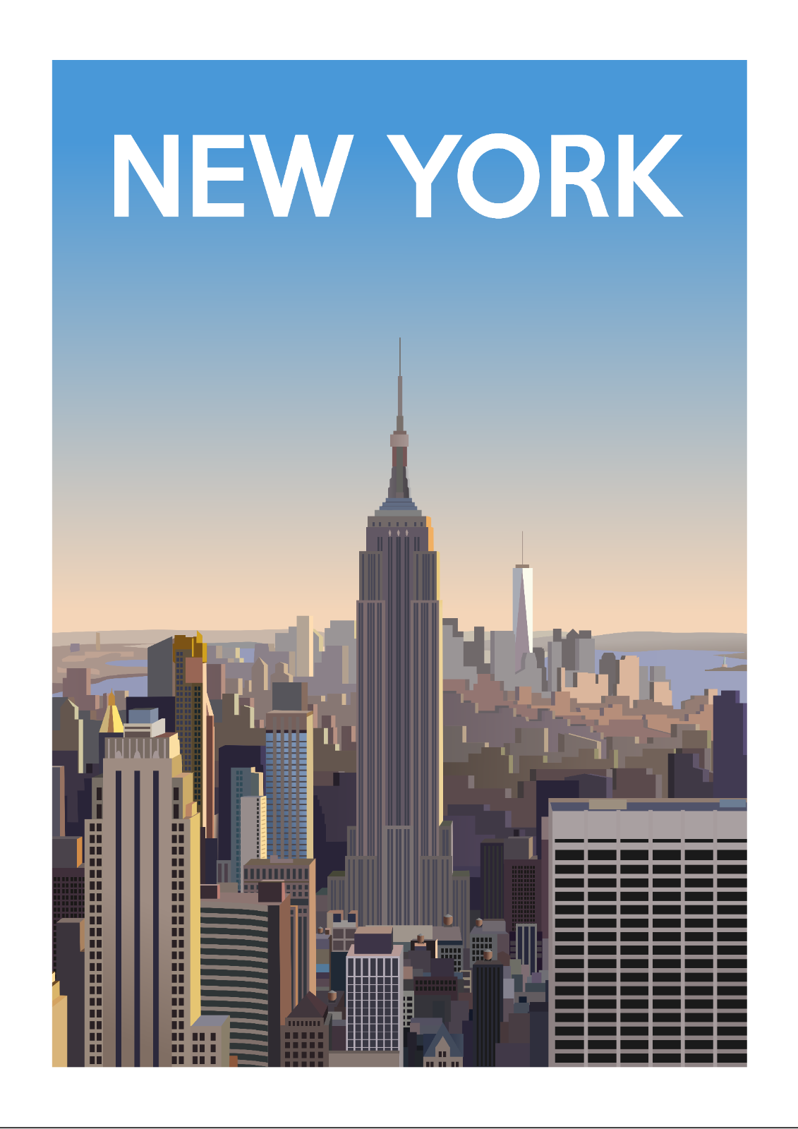POSTER - NEW YORK - (A4 A3 A2 Sizes) - Art Deco Retro Travel