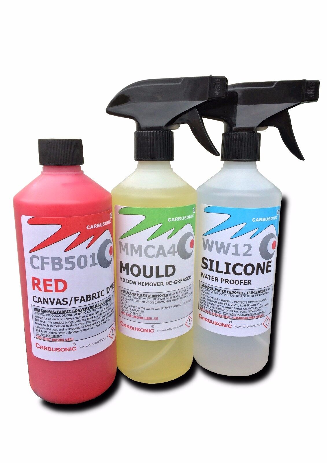 Convertible roof cleaner kit, red soft top, hood dye mould remover waterproofer 