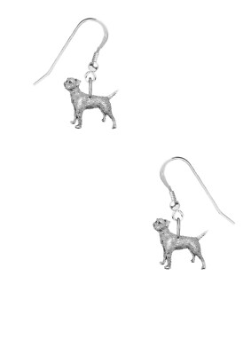 Border Terrier Dog on Hook Earrings Sterling Silver 925 Stamped Pet Dogs ppD02