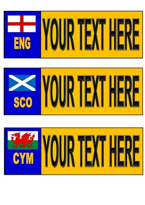 Personalised Number Plate Novelty Fun England Scotland Welsh Number Plate Sign