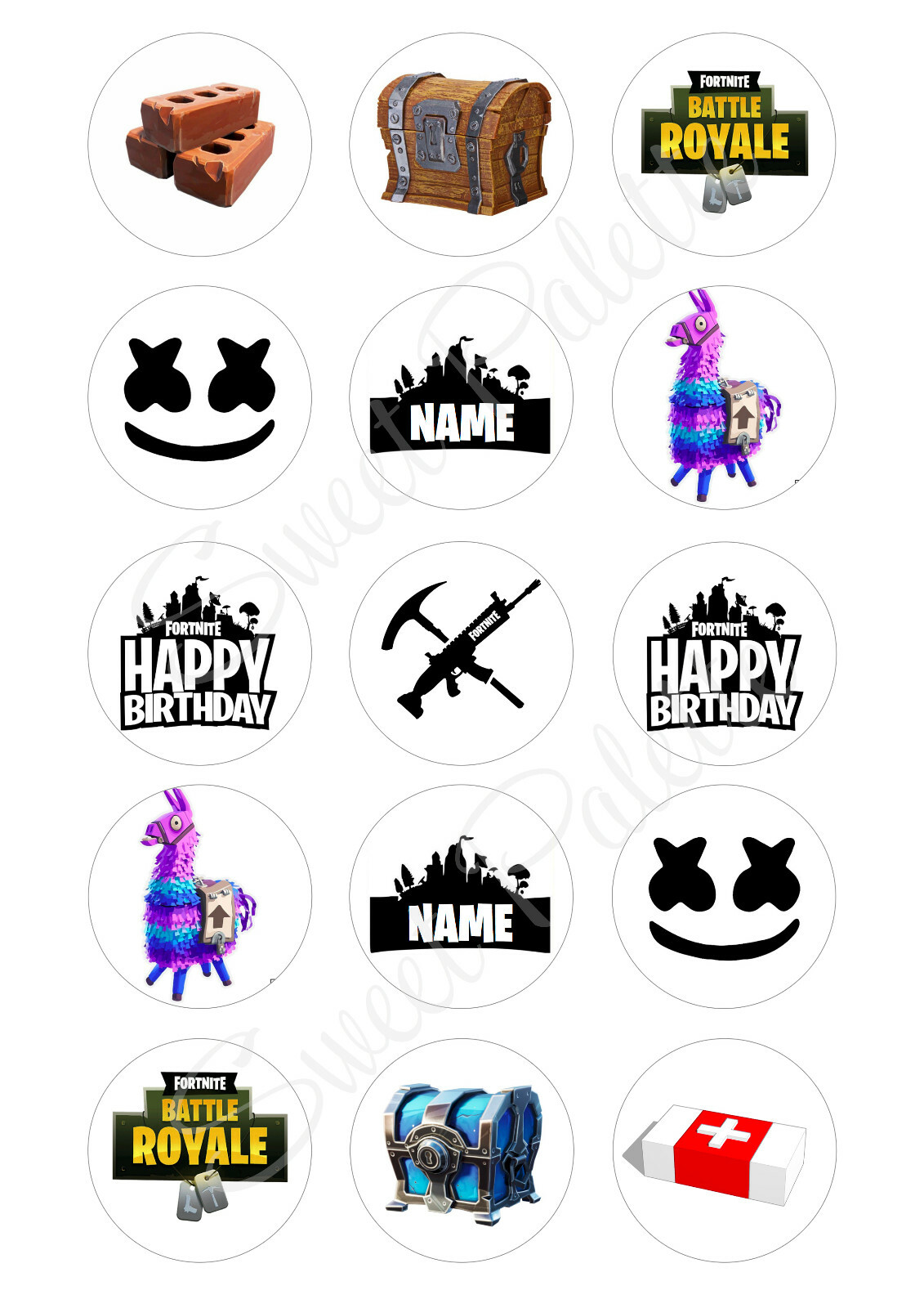 Personalised Fortnite Cupcake Toppers | Icing/Wafer Paper | Edible Print | eBay for Fortnite Free Printable Cake Toppers