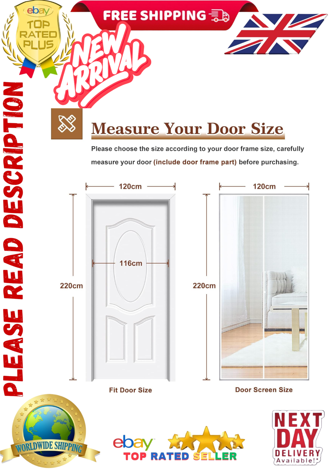 Yotache Magnetic Screen Door  Magnetic Screen Door, Mesh Curtain 120 X 220cm FLY