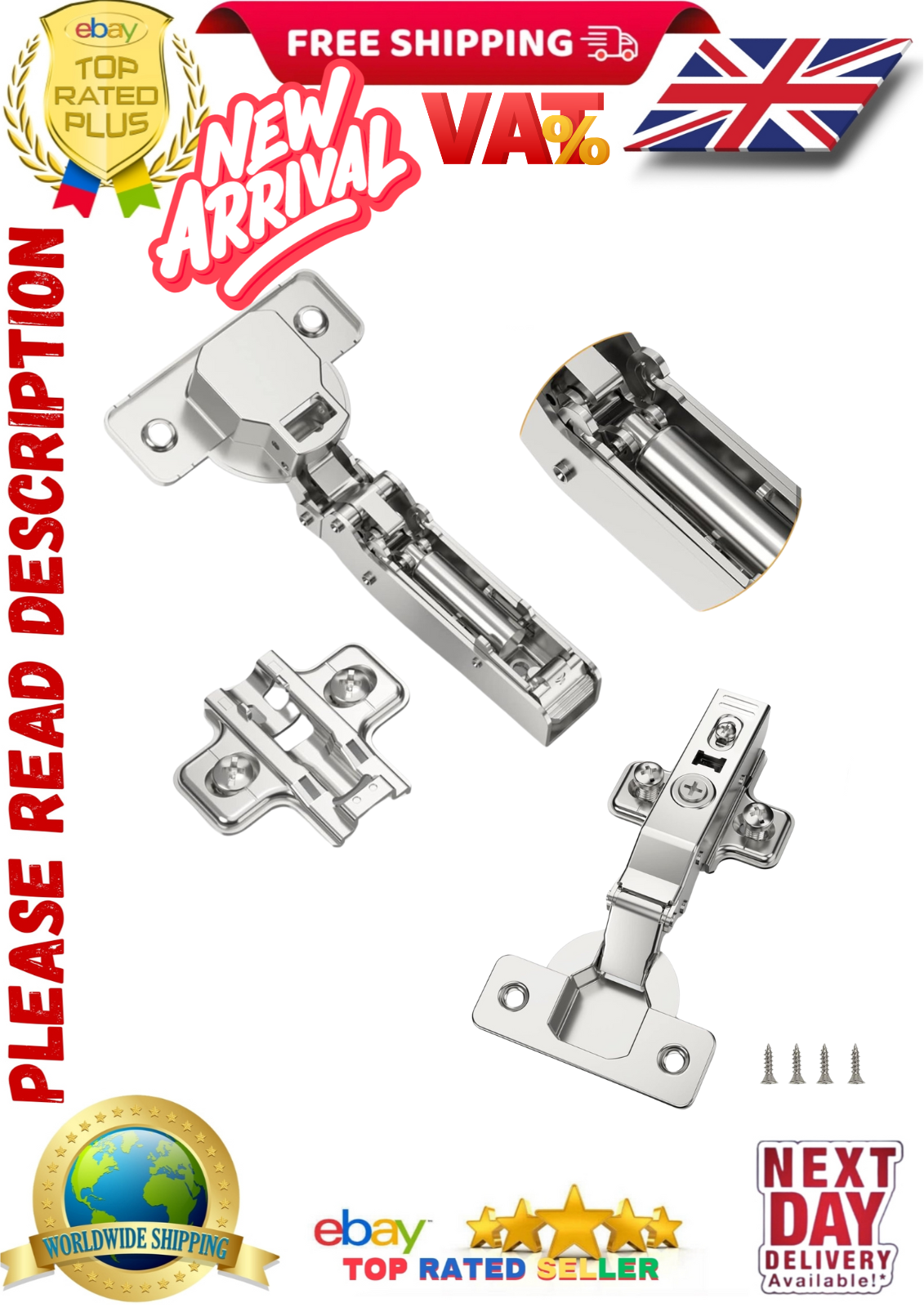 Cabinet Hinges Soft Close Quick Release Kitchen Cupboard Door Full overlay 35mm