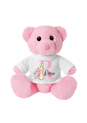 Personalised Teddy Bear New Baby Christening Peter Rabbit Initial Flopsy Gift