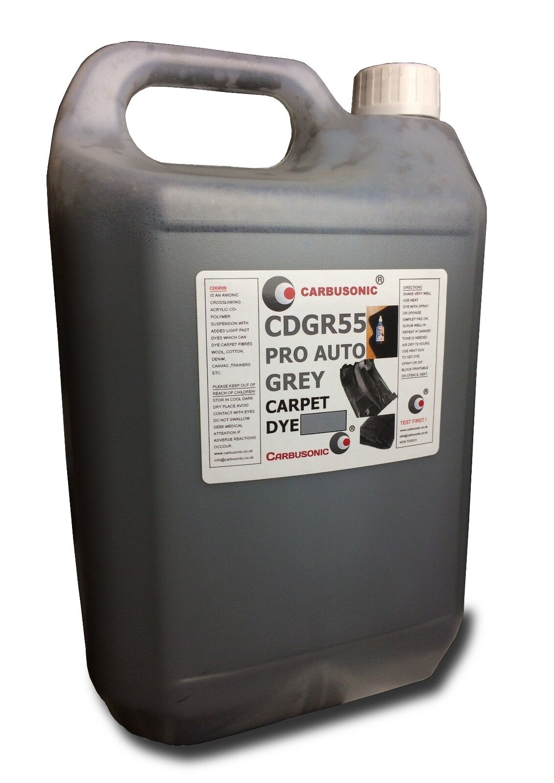 Carpet dye - Grey Interior renovation car trim 5 Litre water based.       