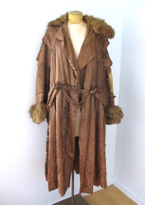 Hot Mess antique quilted silk opera coat fur trim tassels 20's flapper S