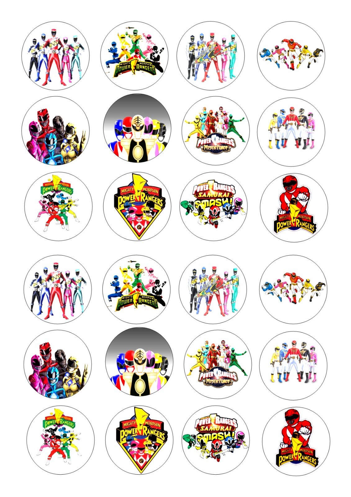 24 POWER RANGERS BIRTHDAY WAFER RICE EDIBLE FAIRY/CUP CAKE BUN TOPPERS | eBay for Free Printable Power Ranger Cupcake Toppers