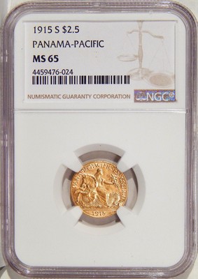 1915-S $2.50 PAN-PAC NGC MS-65 ~ NEAT COMMEMORATIVE GOLD QUARTER EAGLE