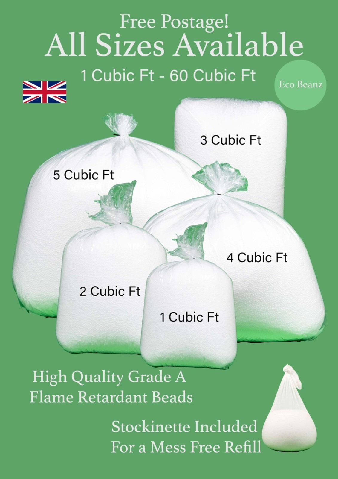 5 cubic feet bean bag filling hotsell