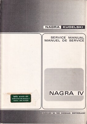 Service manual for Nagra IV (D & L)