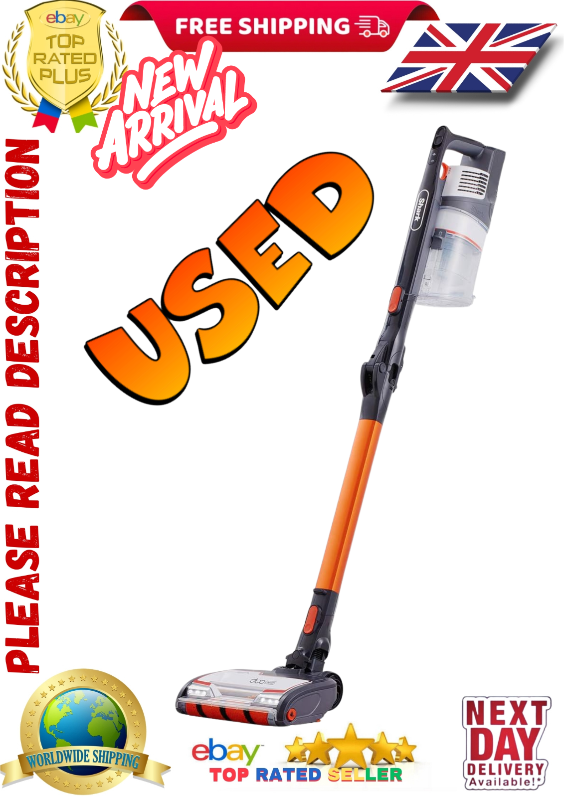 Shark IZ201UK Anti Hair Wrap Cordless Vacuum Cleaner (Dirty) WELL USED FULLY WOR