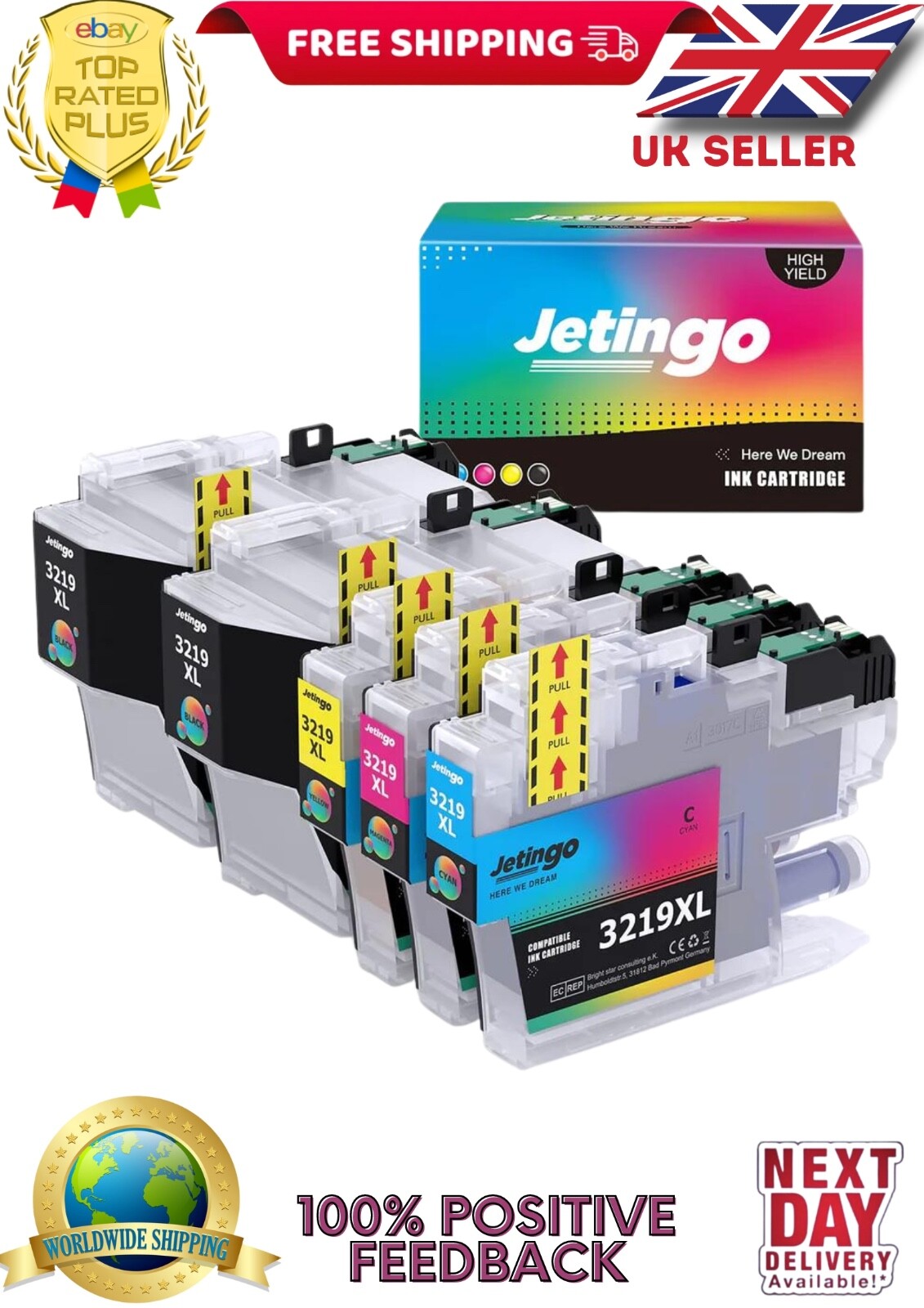 MFC-J5330DW MFC-J5730DW 5 COMPATIBLE Brothe INK LC3219 LC3217 XL Cartridges new 