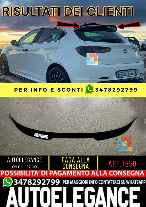 1850ð¥ð¥  Spoiler Tetto Adatto Per Alfa Romeo Giulietta 2010 - 2020ð¥ð¥
