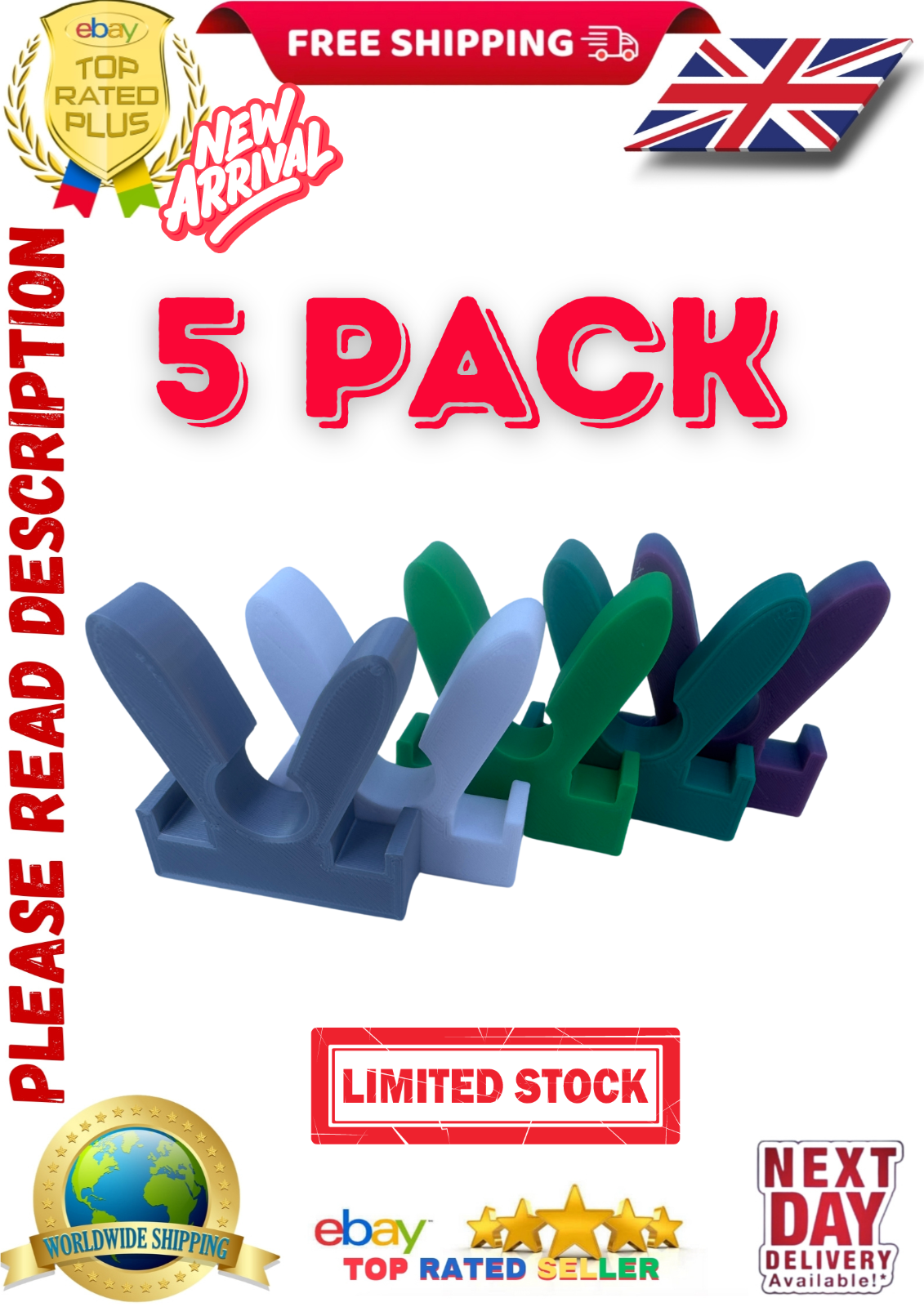 Rod Rest  Boat Rail Holder Pier Angling Charter Fishing road PACK OF 5 free deli