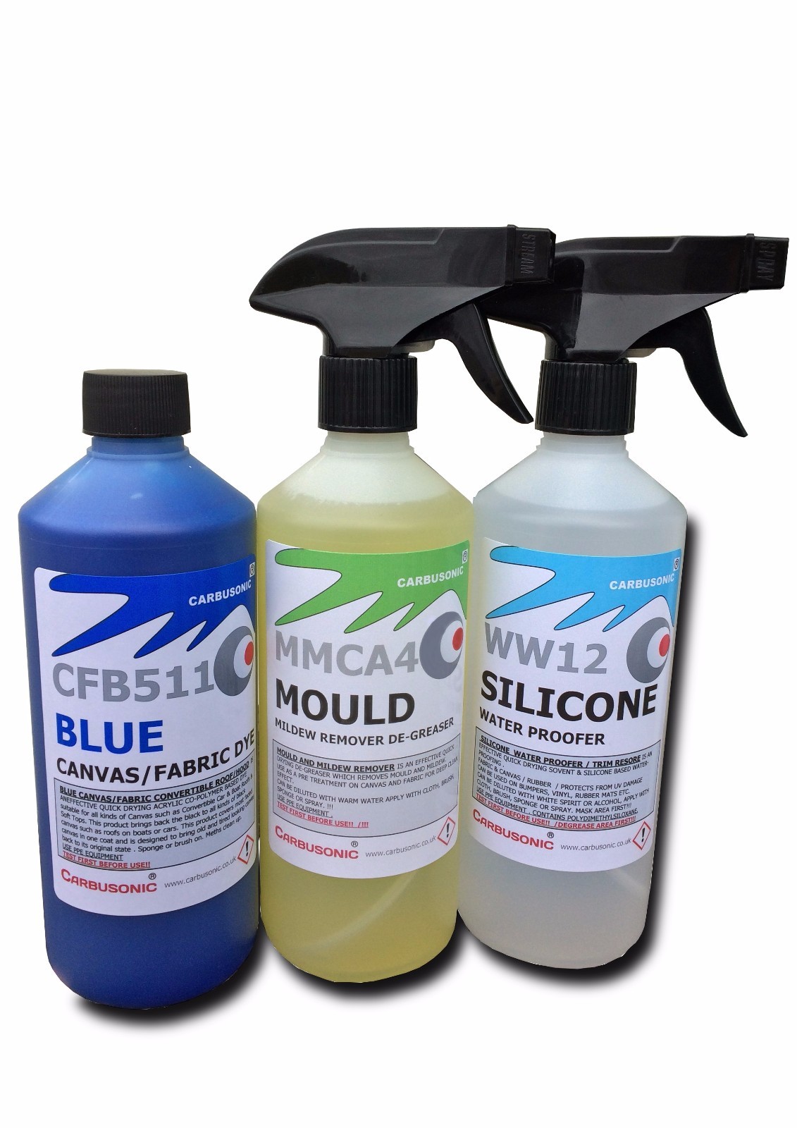 Convertible roof cleaner kit, blue soft top hood dye mould remover