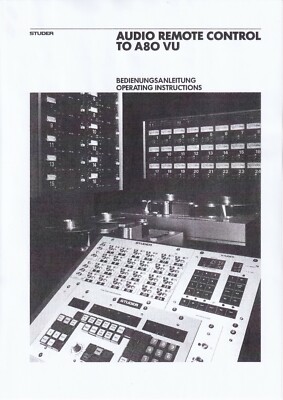 Operating Instructions For Studer A 80 VU Remote Control